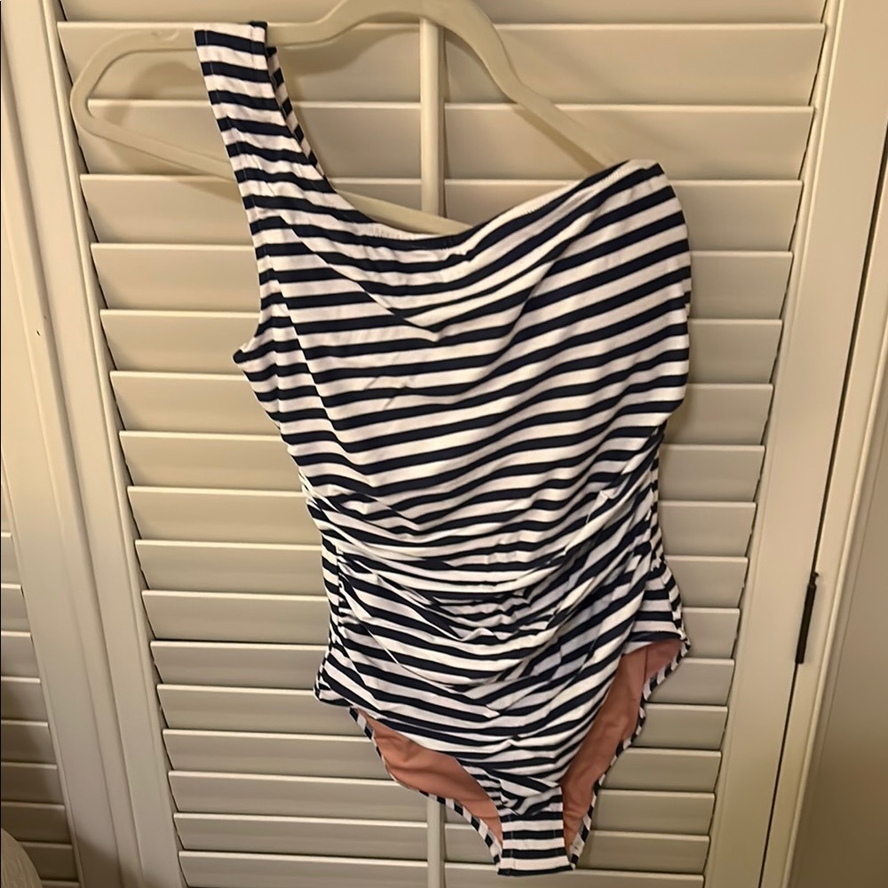 J Crew Striped One-Shoulder Swim One Piece  NWT size 12